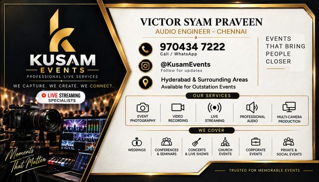 Kusam Events card, gold